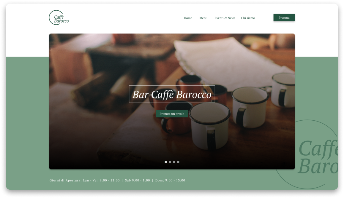 Bar Caffè Barocco's Web Design